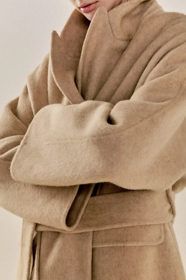 ENDLESS ROSE Blazers | Tops*- Handmade Wool Blend Belted Maxi Blazer Coat BROWN
