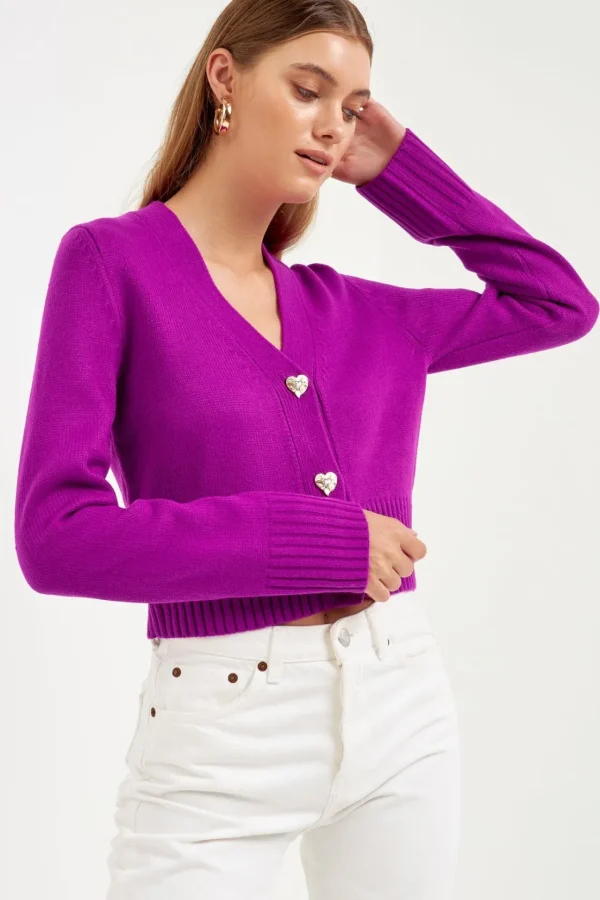 ENDLESS ROSE Sweaters & Knits | Tops*- Heart Button Cardigan