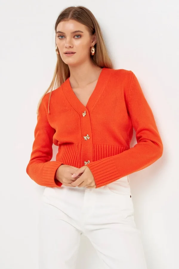 ENDLESS ROSE Sweaters & Knits | Tops*- Heart Button Cardigan