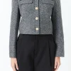 ENDLESS ROSE Tops | Blazers*- Herringbone Contrast Blazer BLACK/WHITE