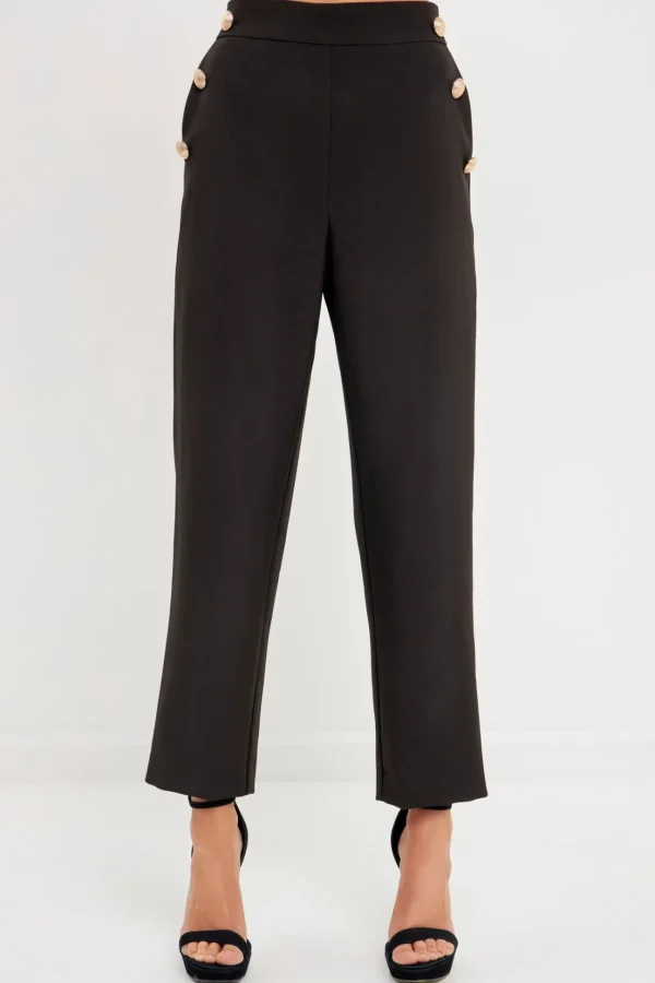 ENDLESS ROSE Pants | Tops*- High Waisted Buttoned Trousers