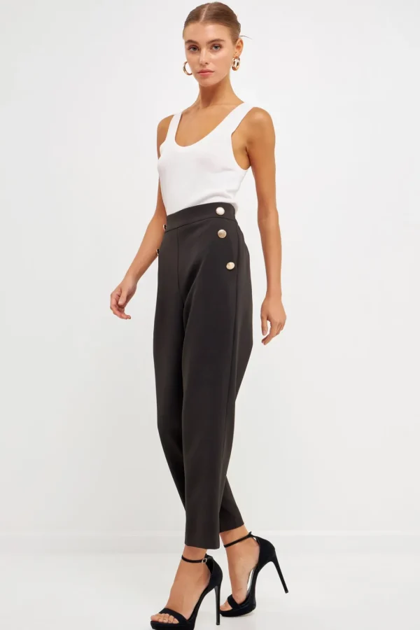 ENDLESS ROSE Pants | Tops*- High Waisted Buttoned Trousers