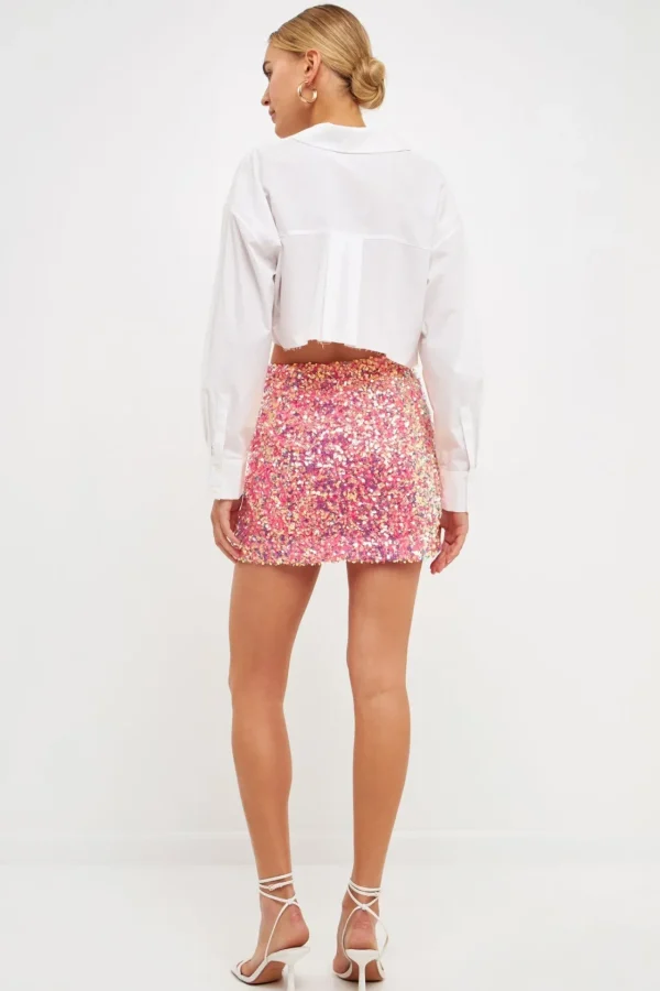ENDLESS ROSE Skirts | Tops*- High Waisted Sequin Mini Skirt PINK
