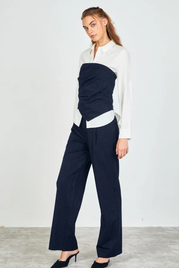 ENDLESS ROSE Matching Sets | Tops*- High Waisted Wide Trousers NAVY