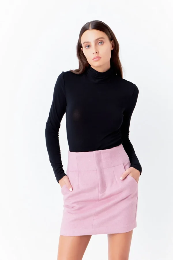 ENDLESS ROSE Skirts*- High Waisted Wool H Mini PURPLE
