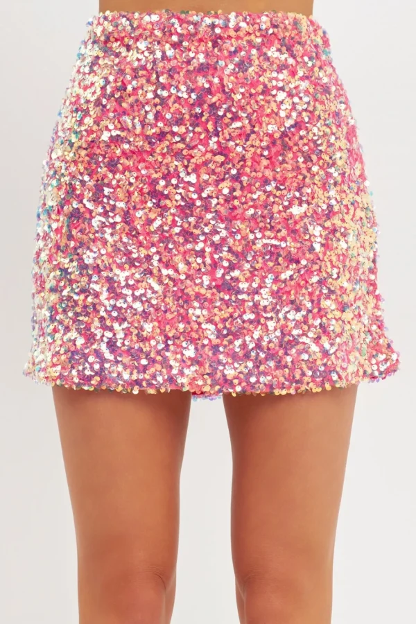 ENDLESS ROSE Skirts | Tops*- High Waisted Sequin Mini Skirt PINK