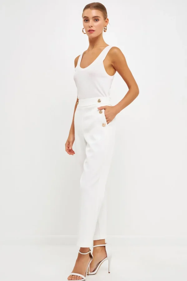 ENDLESS ROSE Pants | Tops*- High Waisted Buttoned Trousers