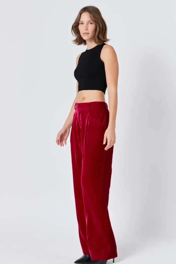 ENDLESS ROSE Pants | Tops*- High-Waisted Velvet Pants FUCHSIA