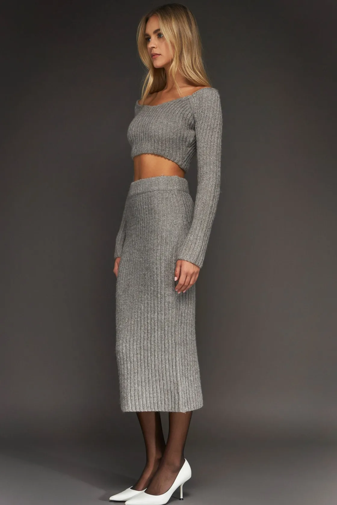 endless_rose__highwaisted_1-7.webp ENDLESS ROSE Sweaters & Knits | Skirts*- High-Waisted Knit Midi Skirt