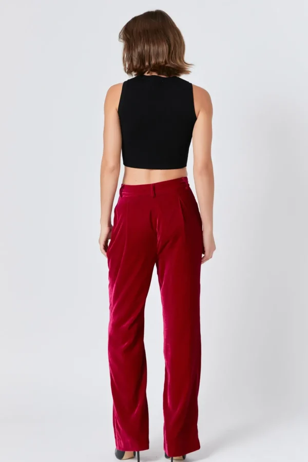 ENDLESS ROSE Pants | Tops*- High-Waisted Velvet Pants FUCHSIA