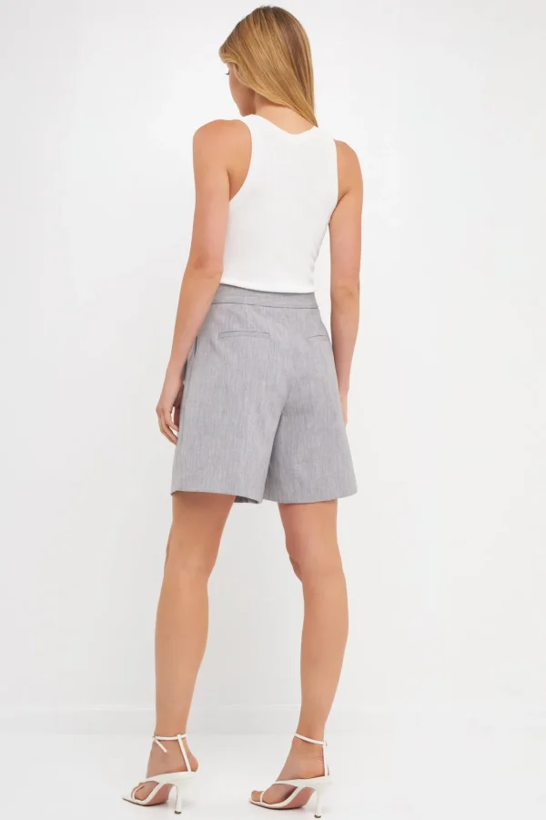 ENDLESS ROSE Shorts & Skorts | Tops*- High-Waisted Pleated Shorts GREY