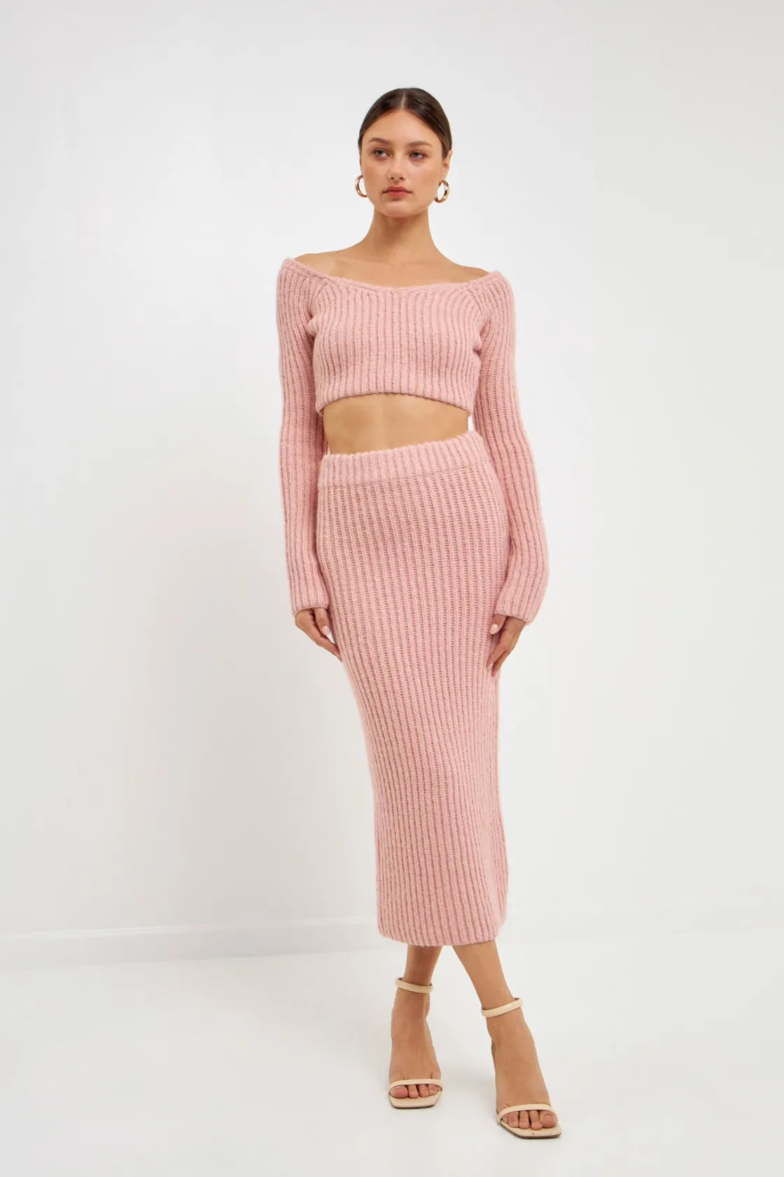 endless_rose__highwaisted_8-2.webp ENDLESS ROSE Sweaters & Knits | Skirts*- High-Waisted Knit Midi Skirt