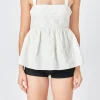 ENDLESS ROSE Tops*- Jacquard Bow Tie Top CREAM