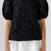 ENDLESS ROSE Shirts & Blouses*- Jacquard Puff Sleeve Top BLACK
