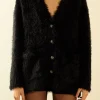 ENDLESS ROSE Sweaters & Knits | Tops*- Jewel Button Oversize Cardigan JETBLACK