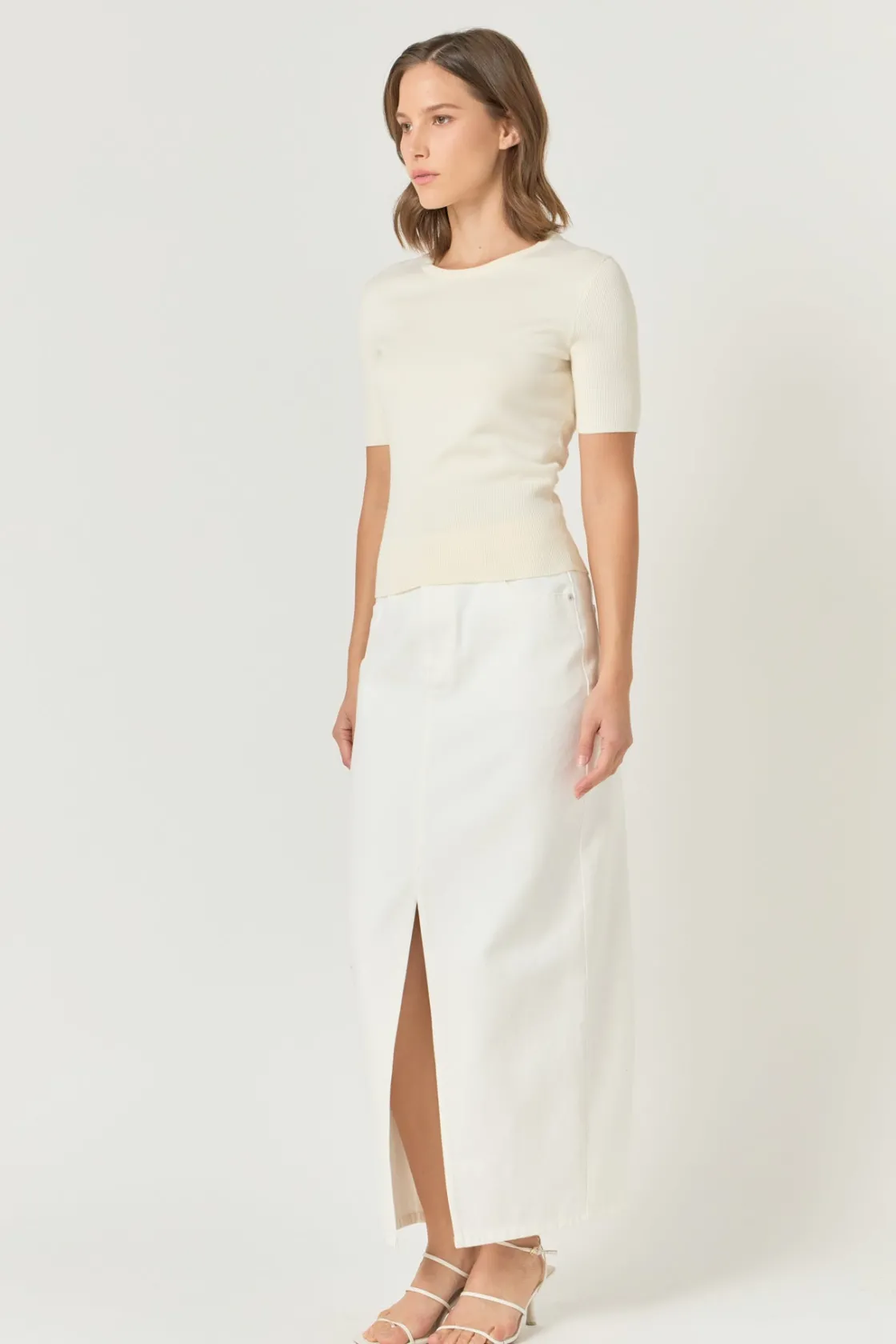 endless_rose__jewel_trim__1.webp ENDLESS ROSE Sweaters & Knits | Matching Sets*- Jewel Trim Half Sleeve Top IVORY