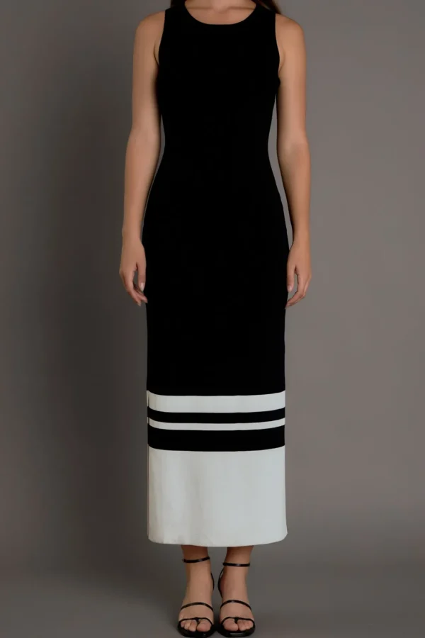 ENDLESS ROSE Knit Dresses | Sweaters & Knits*- Knit Block Maxi Dress BLACK/CREAM