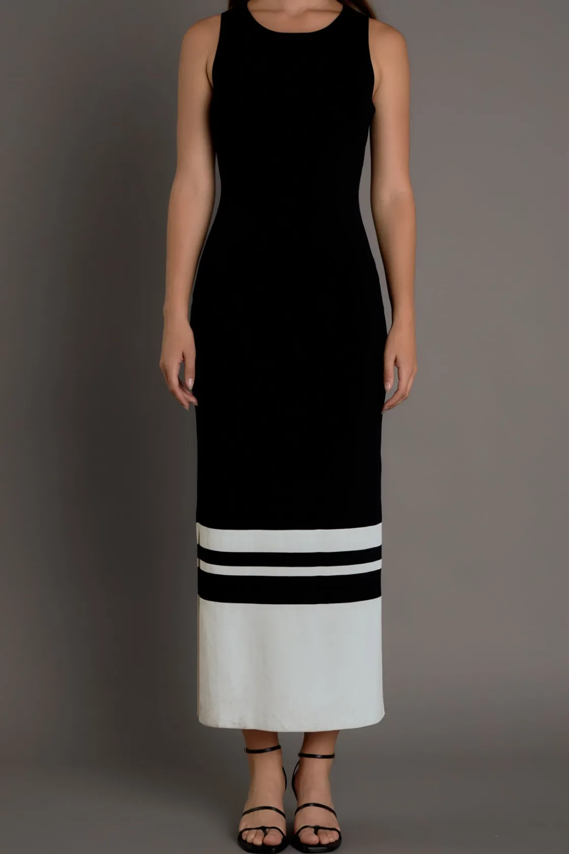 endless_rose__knit_block__0-1.webp ENDLESS ROSE Knit Dresses | Sweaters & Knits*- Knit Block Maxi Dress BLACK/CREAM