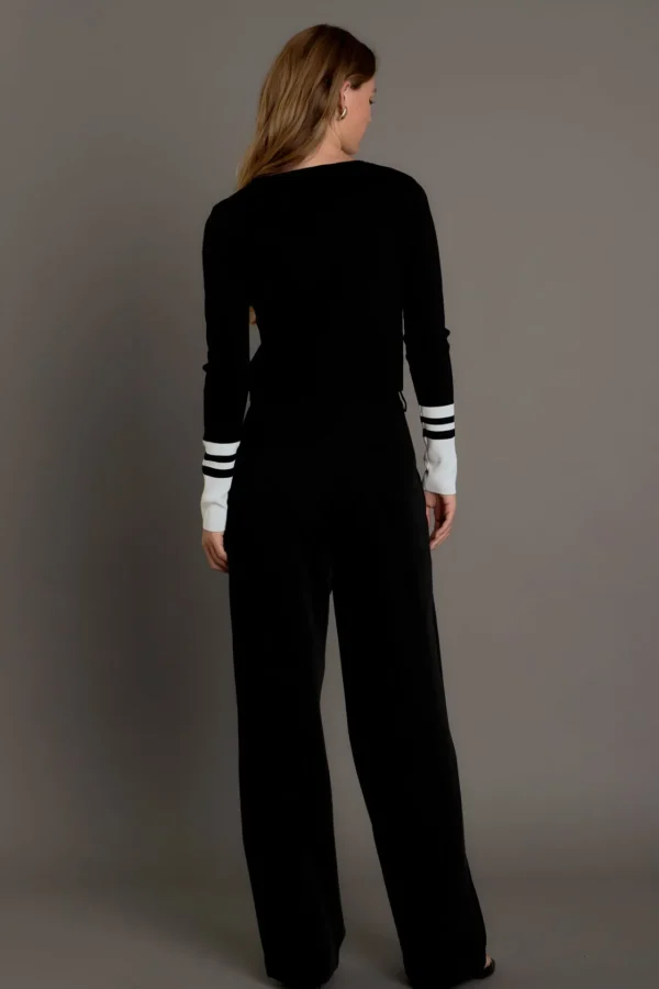 ENDLESS ROSE Sweaters & Knits | Tops*- Knit Block Cardigan BLACK/CREAM