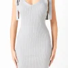 ENDLESS ROSE Bodycon Dresses | Sweaters & Knits*- Knit Bow Bodycon Mini Dress SILVER