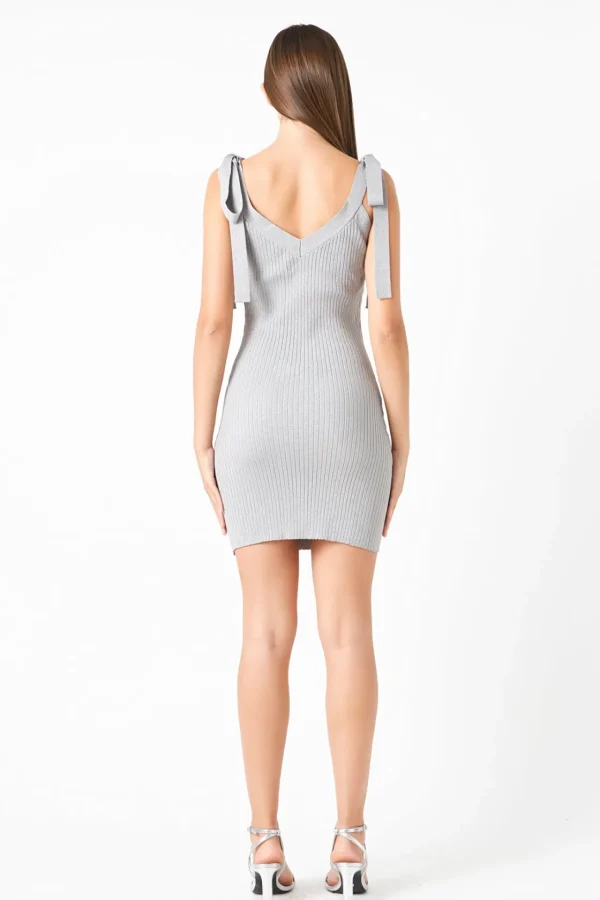 ENDLESS ROSE Bodycon Dresses | Sweaters & Knits*- Knit Bow Bodycon Mini Dress SILVER
