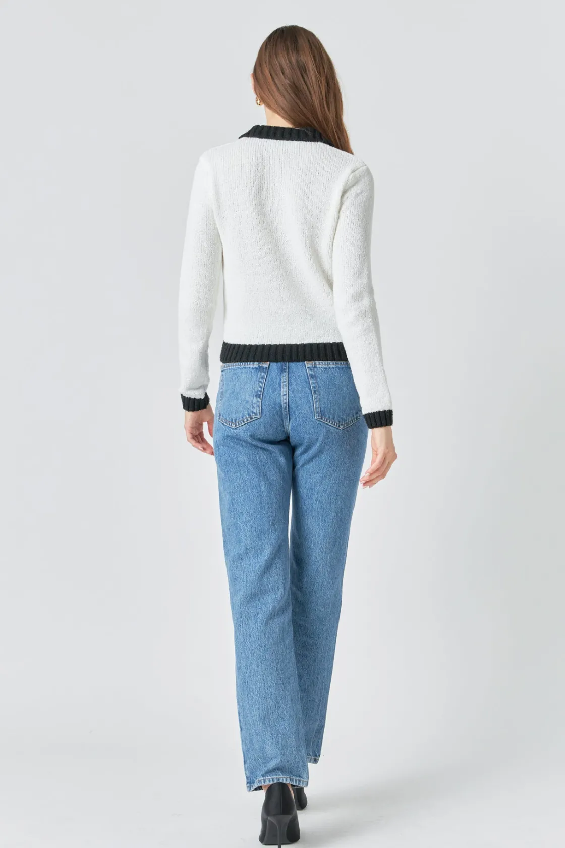 endless_rose__knit_collar_2.webp ENDLESS ROSE Sweaters & Knits | Tops*- Knit Collared Contrast Sweater IVORY/BLACK