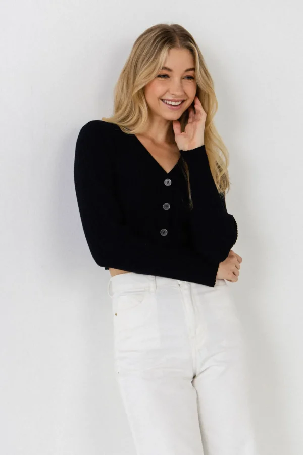 ENDLESS ROSE Sweaters & Knits | Tops*- Knit Cropped Lounge Cardigan BLACK