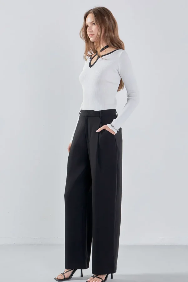 ENDLESS ROSE Sweaters & Knits | Tops*- Knit Cutout Halter Top IVORY/BLACK