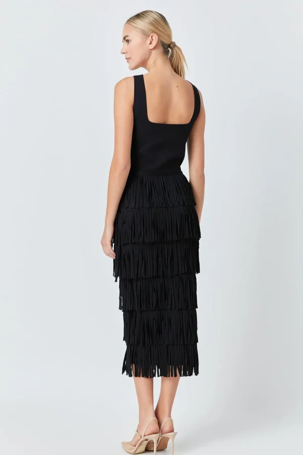 ENDLESS ROSE White Dresses | Sweaters & Knits*- Knit Fringe Long Dress