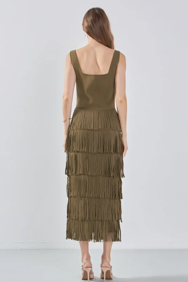 ENDLESS ROSE White Dresses | Sweaters & Knits*- Knit Fringe Long Dress