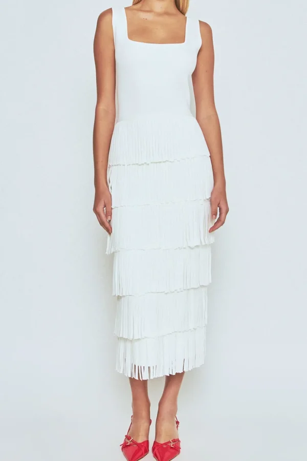 ENDLESS ROSE White Dresses | Sweaters & Knits*- Knit Fringe Long Dress