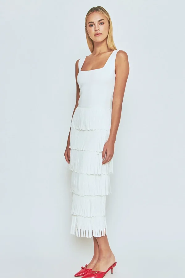 ENDLESS ROSE White Dresses | Sweaters & Knits*- Knit Fringe Long Dress