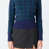 ENDLESS ROSE Tops*- Knit Houndstooth Sweater