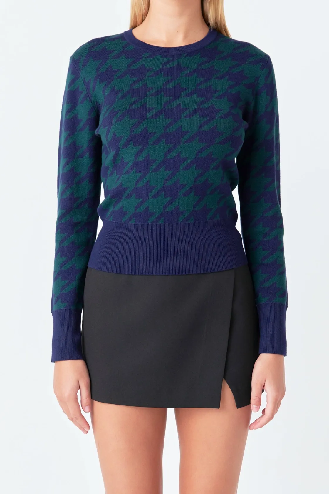 endless_rose__knit_hounds_0.webp ENDLESS ROSE Tops*- Knit Houndstooth Sweater