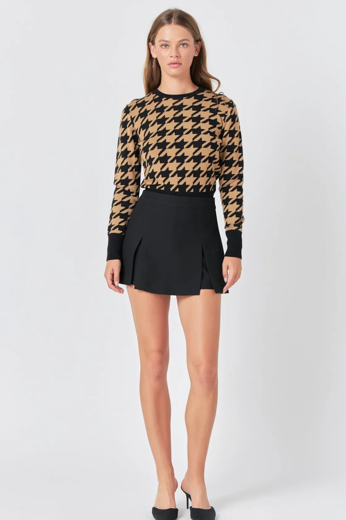 endless_rose__knit_hounds_4.webp ENDLESS ROSE Tops*- Knit Houndstooth Sweater