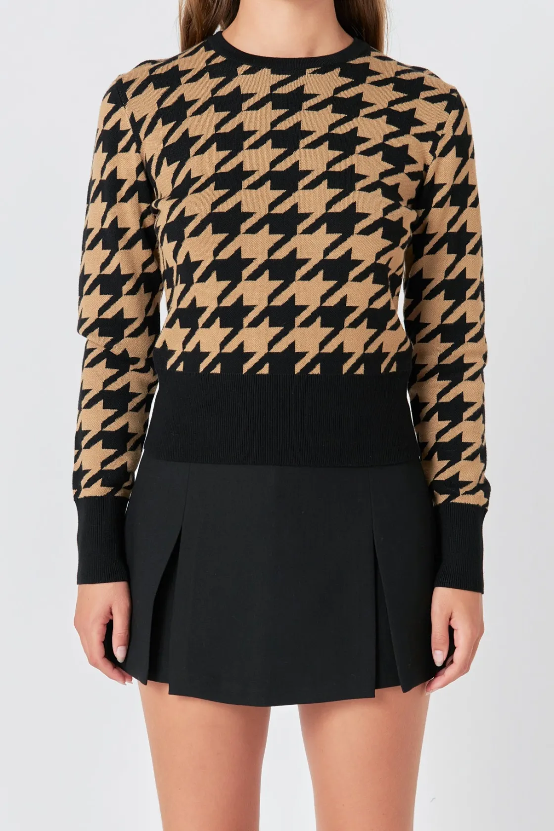 endless_rose__knit_hounds_5.webp ENDLESS ROSE Tops*- Knit Houndstooth Sweater