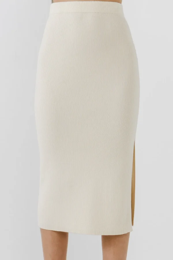 ENDLESS ROSE Skirts | Tops*- Knit Maxi Skirt With Side Slit IVORY