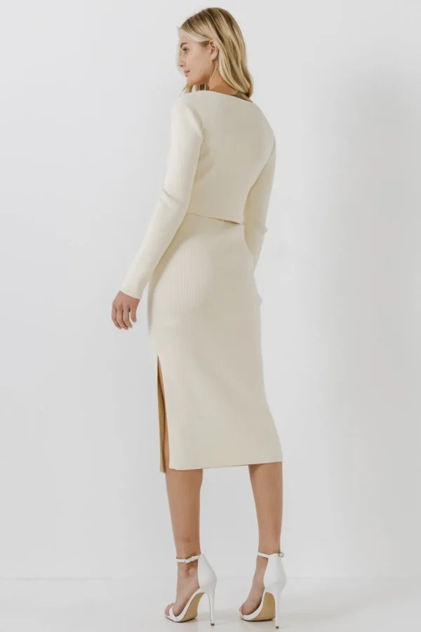 ENDLESS ROSE Skirts | Tops*- Knit Maxi Skirt With Side Slit IVORY