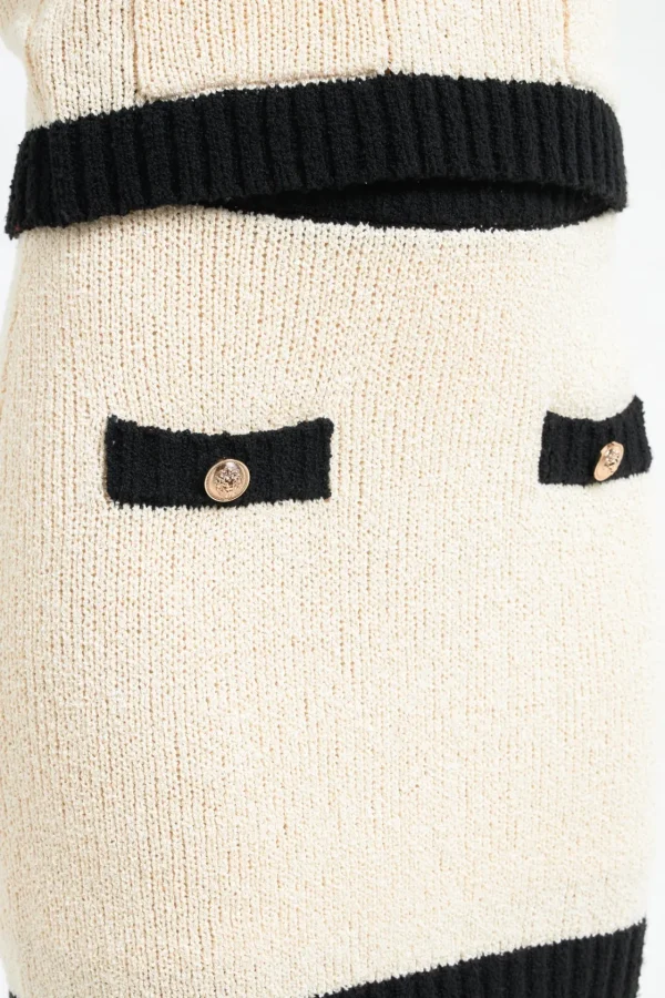 ENDLESS ROSE Sweaters & Knits | Skirts*- Knit Mini Skirt with Gold Buttons CREAM