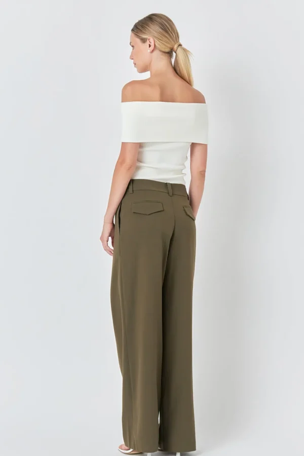 ENDLESS ROSE Tops*- Knit Off Shoulder Top IVORY