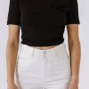 ENDLESS ROSE Tops*- Knit Shirt with Shirring Detail BLACK
