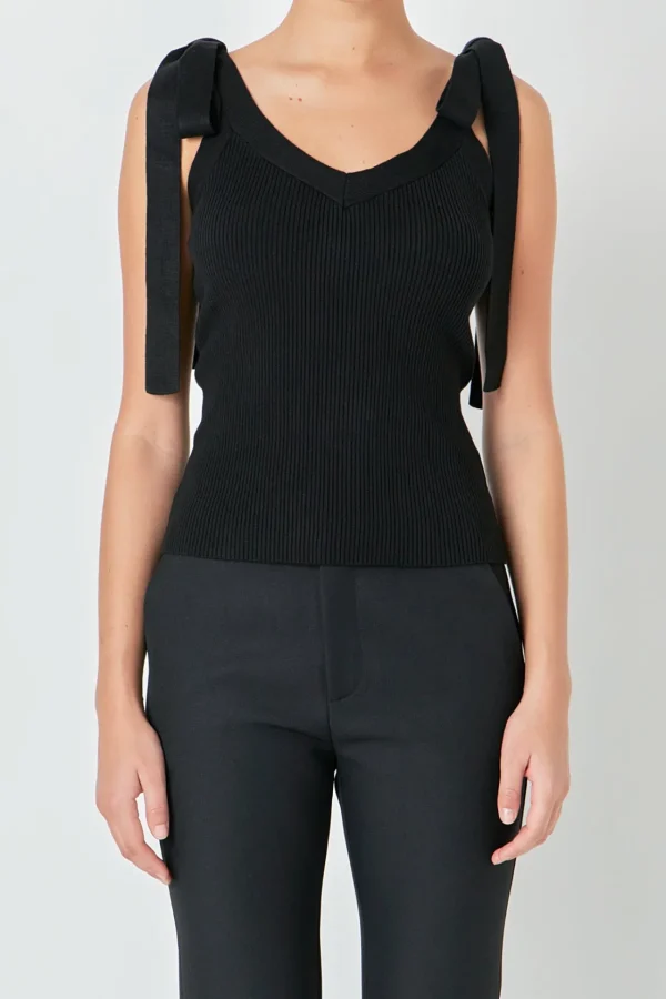 ENDLESS ROSE Tops*- Knit V Neck Tank Top