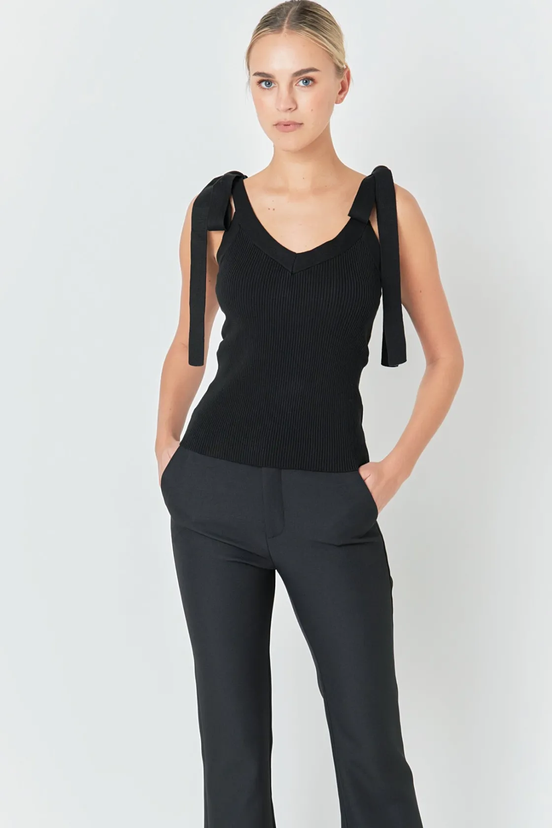 endless_rose__knit_v_neck_3.webp ENDLESS ROSE Tops*- Knit V Neck Tank Top