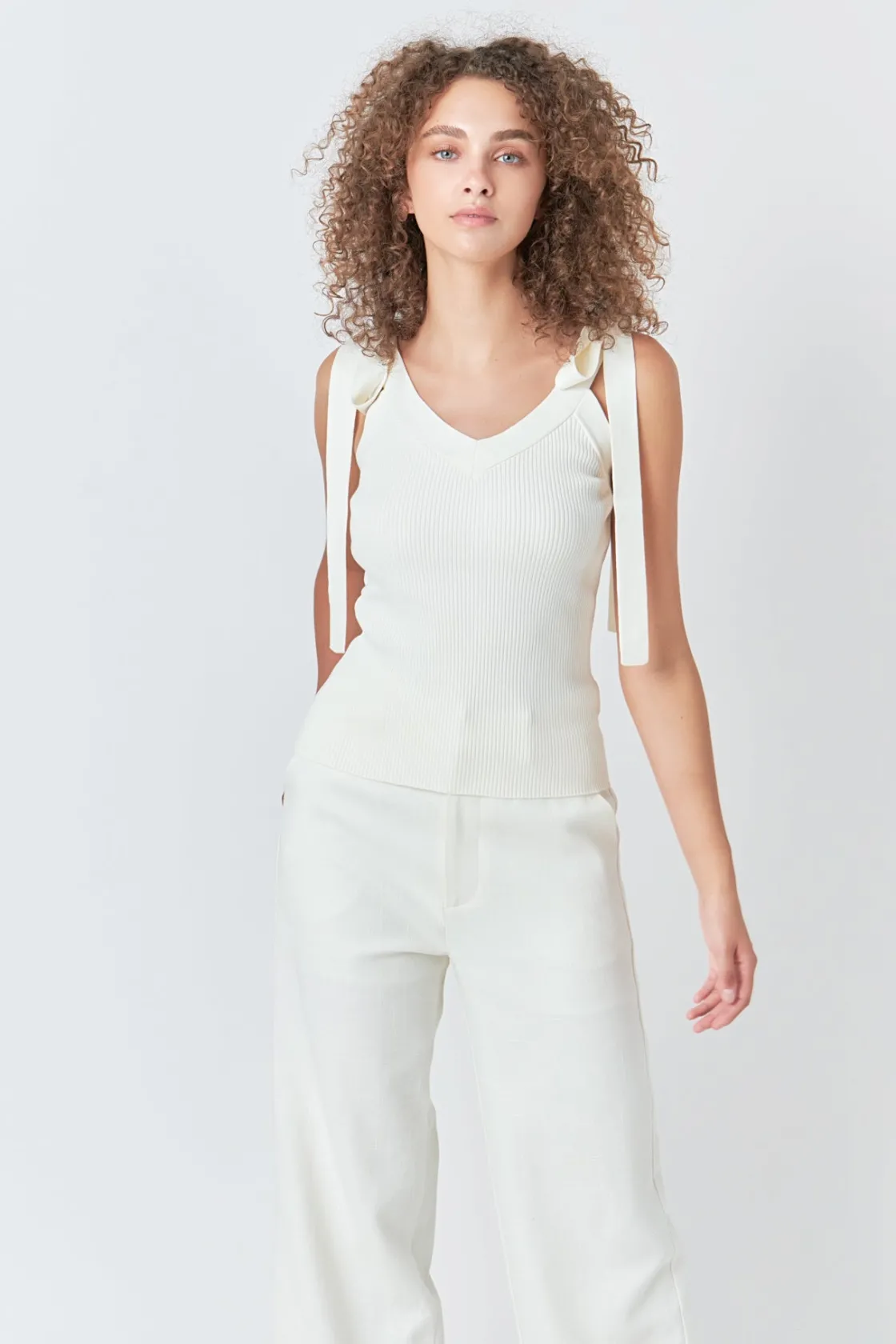 endless_rose__knit_v_neck_8.webp ENDLESS ROSE Tops*- Knit V Neck Tank Top