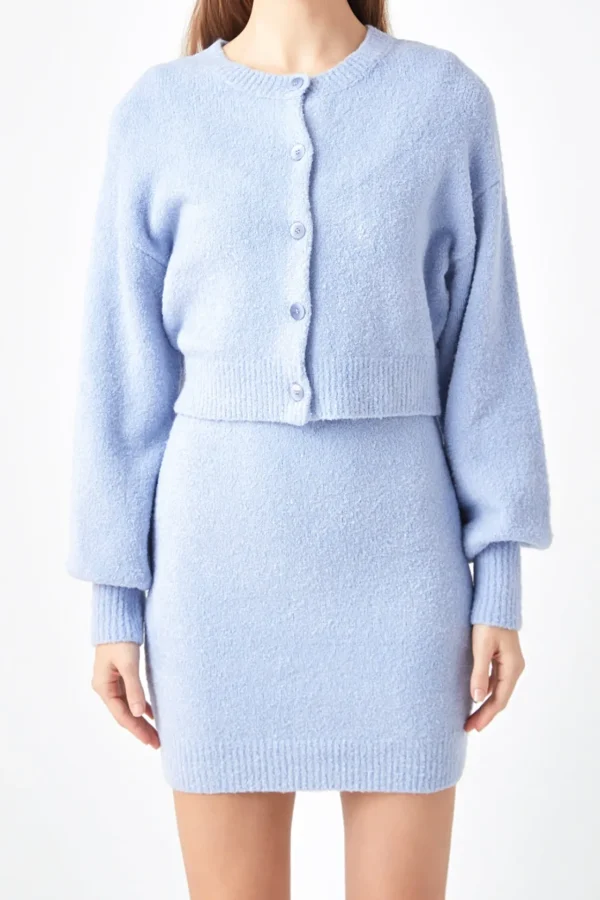 ENDLESS ROSE Sweaters & Knits | Jackets & Coats*- Knitted Puff Sleeve Cardigan BLUE