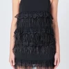 ENDLESS ROSE Matching Sets | Tops*- Lace & Feather Trim Tank Top BLACK