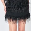 ENDLESS ROSE Skirts | Tops*- Lace & Feather Trim Mini Skirt BLACK