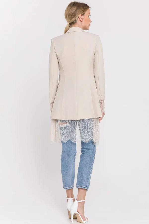ENDLESS ROSE Blazers | Tops*- Lace Combo Blazer BEIGE