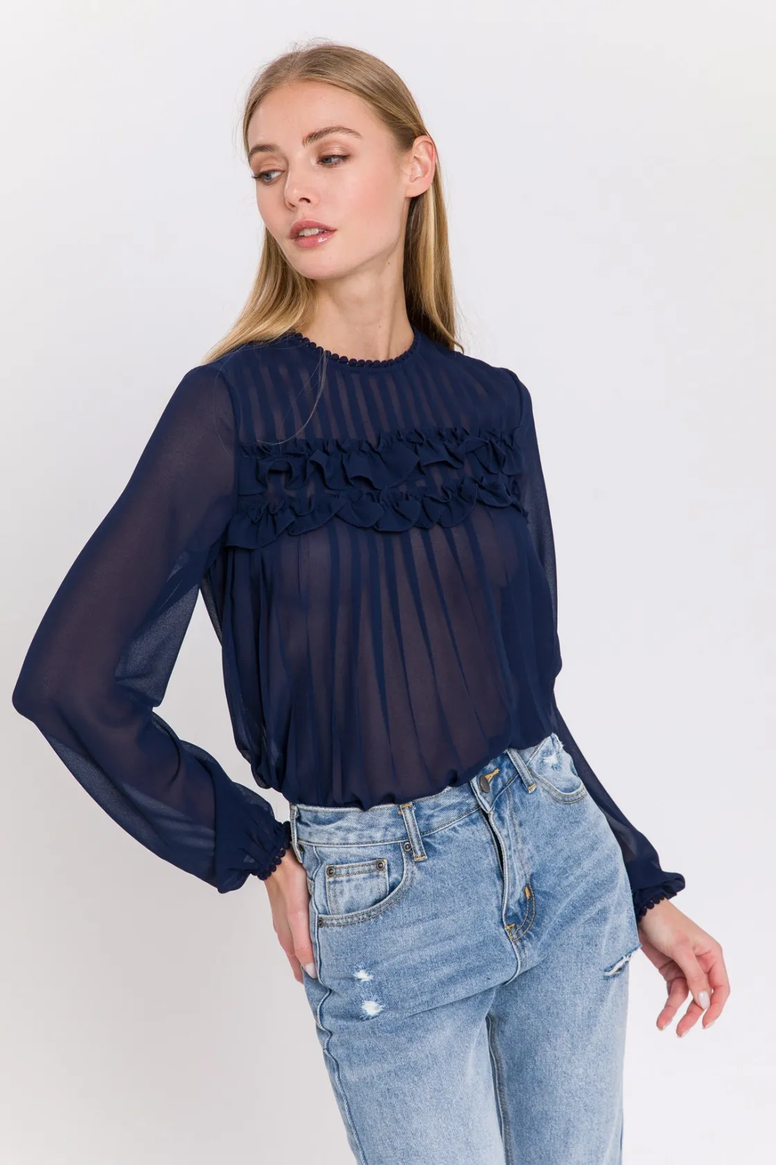 endless_rose__lace_detail_6.webp ENDLESS ROSE Shirts & Blouses | Tops*- Lace Detail Pleated Blouse