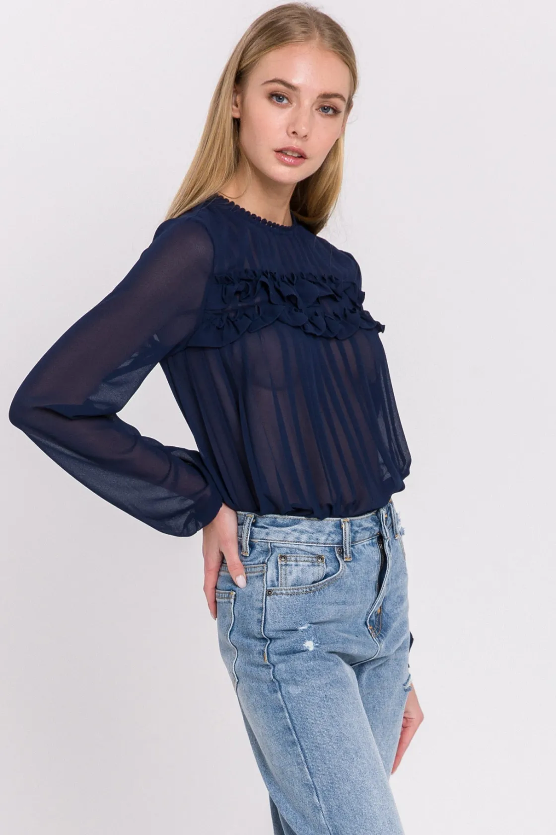 endless_rose__lace_detail_8.webp ENDLESS ROSE Shirts & Blouses | Tops*- Lace Detail Pleated Blouse